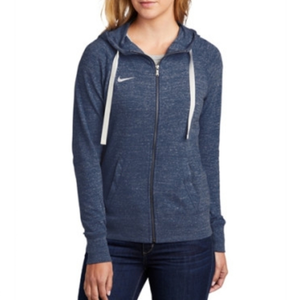 NWT Nike Gym Vintage Full Zip Light Weight Hoodie Navy Space Dyed Size Medium